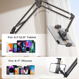 Suport Lisen (YL0223060007), Table Edge Mounting, 360° Rotate, Foldable, Adjustable, for Phone, Tablet 12.9", Negru