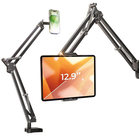 Suport Lisen (YL0223060007), Table Edge Mounting, 360° Rotate, Foldable, Adjustable, for Phone, Tablet 12.9", Negru
