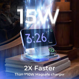 Incarcator Lisen Wireless W106 (YL0424120009), with Wall Charger, MagSafe, Fast Charging, 3in1, Qi2, Foldable, 15W, Gri