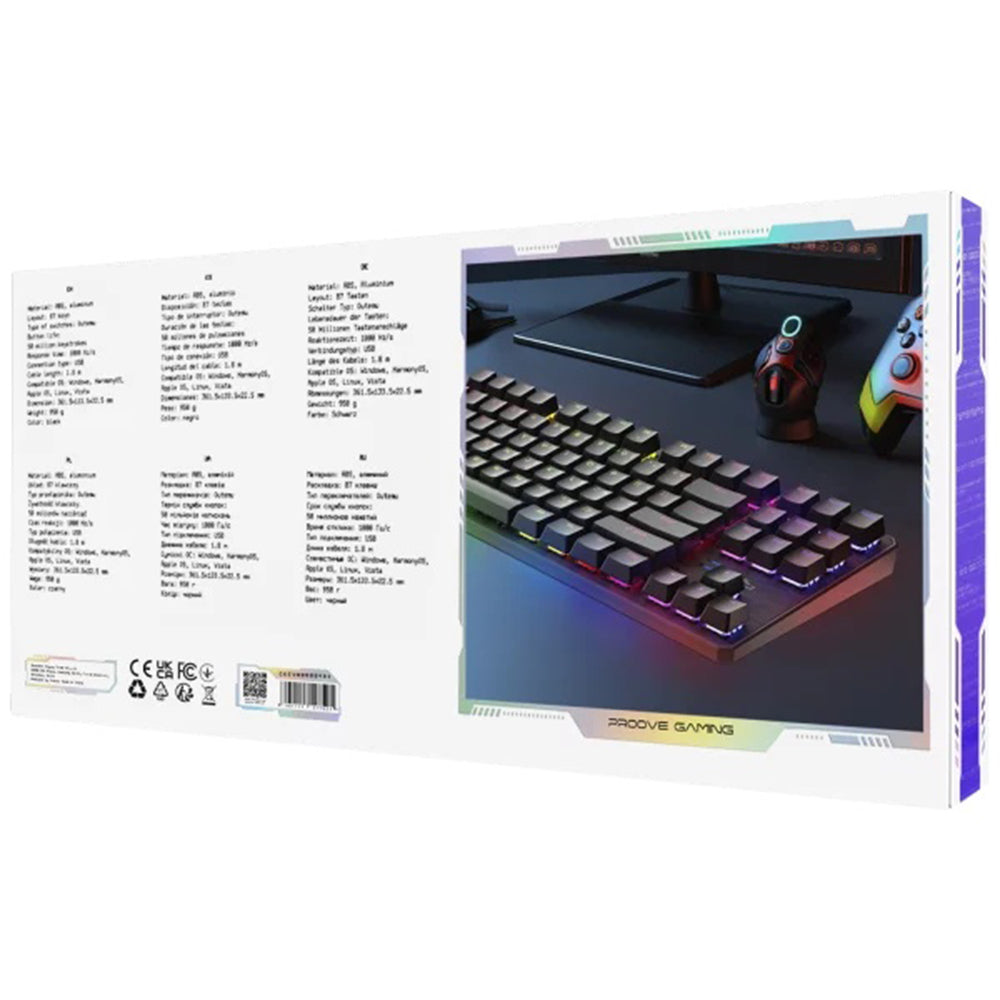 Tastatura/Mouse Proove Wired Keyboard Everfrost (CKEVEN00000401), Mechanical, RGB Backlighting, 87 Keys, Outemu Switches, 1.8m, Negru