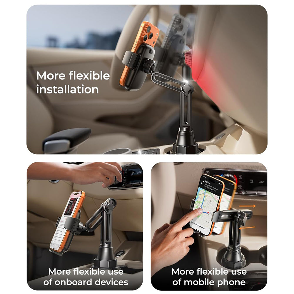 Suport Lisen (YL0223070048), for Cup Holder, Universal, Adjustable, Anti-Shake, for Phone, Tablet up to 12.9", Negru