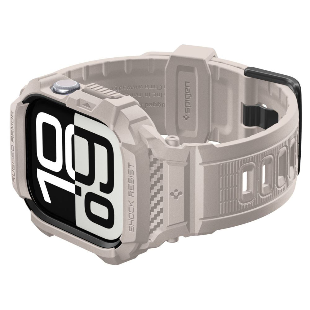 Accesoriu smartwatch Spigen Rugged Armor Pro V2 (ACS10506) compatibil cu Apple Watch 10 46mm / Watch 11 46mm, Dune Beige