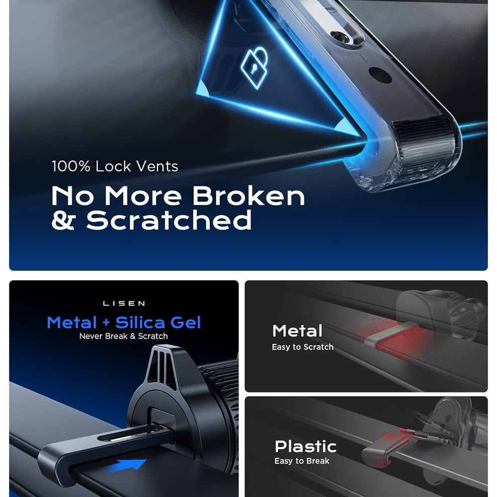 Suport Lisen (YL0222100001), for Air Vent, Magnetic Grip, Universal, Adjustable, Secure Fit, N52 Magnets, Negru