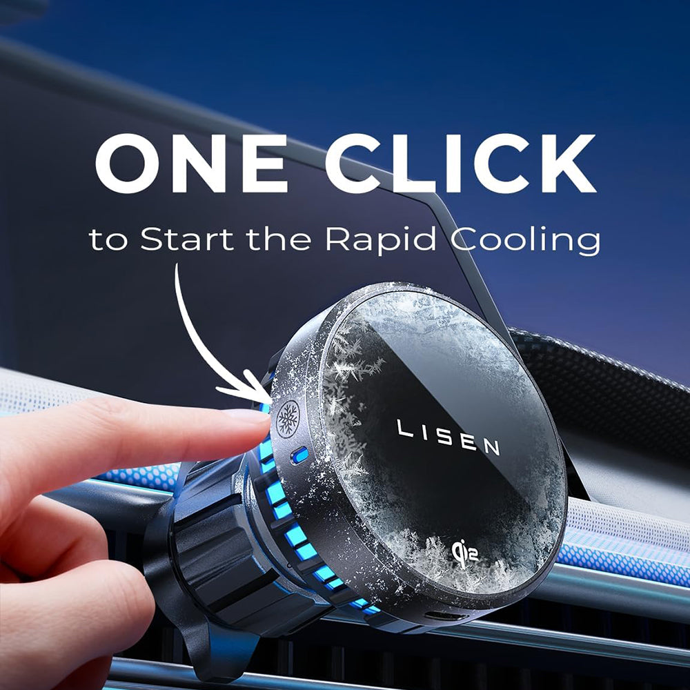 Suport Lisen with Wireless Charging Qi2, W701 (YL0224060042), for Air Vent, USB, USB-C Car Charger, Cable, 15W, Negru