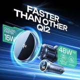 Suport Lisen with Wireless Charging Qi2, W701 (YL0224060042), for Air Vent, USB, USB-C Car Charger, Cable, 15W, Negru
