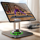 Suport Birou Tableta Lisen Q18 (YL0423120002), Otel Inoxidabil, 360° Rotire, Negru