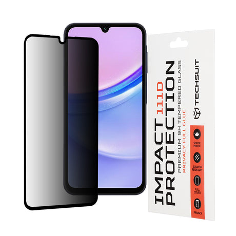Folie de protecție Techsuit 111D Privacy Full Glue pentru Samsung Galaxy A15 4G / A15 5G / M15, neagră