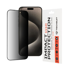 Folie de protectie Techsuit 111D Privacy Full Glue compatibil cu iPhone 15 Pro Max, Negru