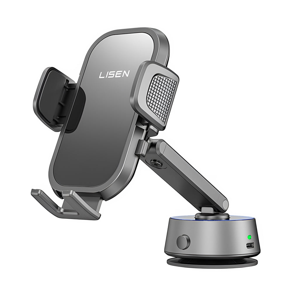 Suport Lisen A680 (YL0225010007), for Dashboard, Desk, Electric Suction Cup, 360° Rotation, Clamp Arm, 130mAh, Negru