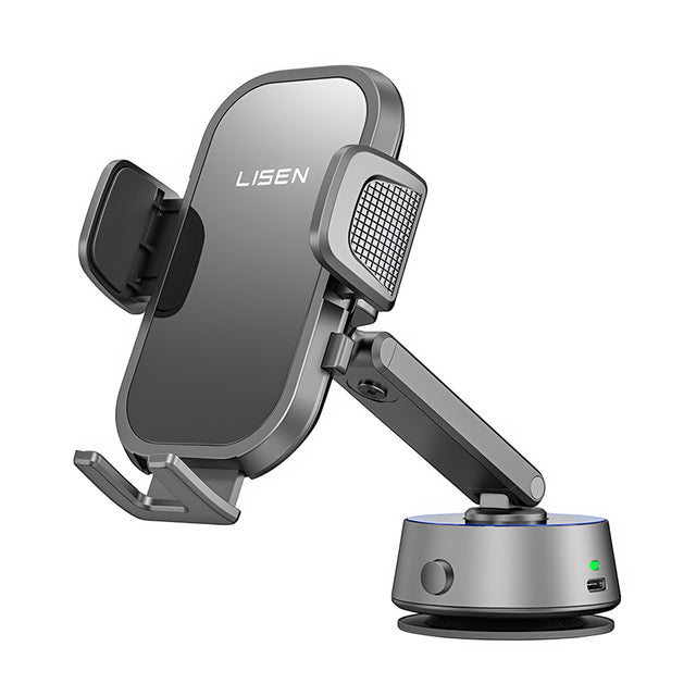 Suport Lisen A680 (YL0225010007), for Dashboard, Desk, Electric Suction Cup, 360° Rotation, Clamp Arm, 130mAh, Negru
