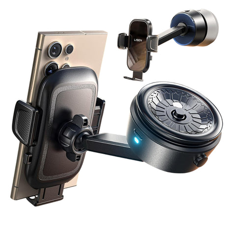 Suport Lisen A680 (YL0225010007), for Dashboard, Desk, Electric Suction Cup, 360° Rotation, Clamp Arm, 130mAh, Negru
