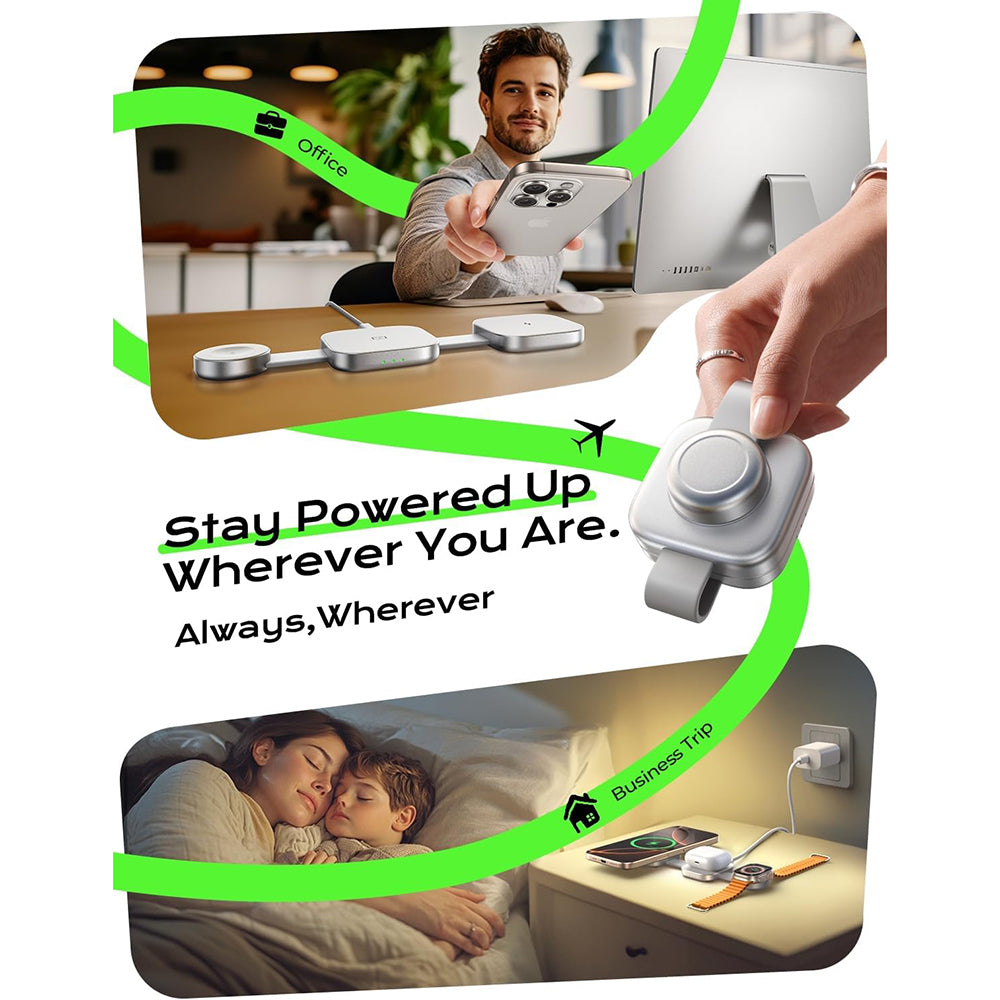 Incarcator Lisen Wireless Charging Station 3-in-1 (YL0424040001), with Wall Charger, Cable, for Phone, Erabuds, Watch, 15W, Gri