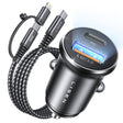Incarcator Lisen Car (YL0223080035), USB, Type-C, with 3in1 Type-C/Lightning to Type-C Cable, 12V/24V, Negru