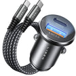 Incarcator Lisen Car (YL0223080047), USB, Type-C, with Type-C Armor Cable, 12V=24V, Negru / Navy Blue
