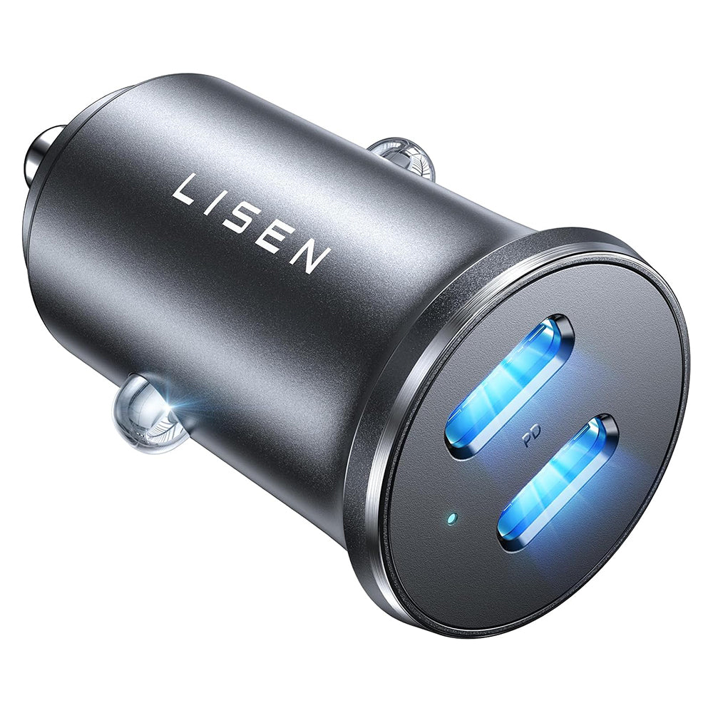 Incarcator Lisen Car (YL0223080007), with Dual Type-C, 2x 45W, 12V/24V, Aluminum Alloy, Negru