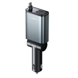Incarcator Lisen Car (YL0325010016), 3in1, with Type-C Retractable Cable, 57W, Aluminum Alloy, 12V/24V, Negru