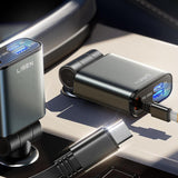 Incarcator Lisen Car (YL0325010016), 3in1, with Type-C Retractable Cable, 57W, Aluminum Alloy, 12V/24V, Negru