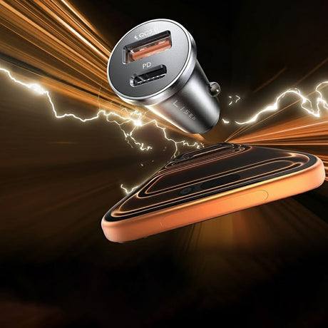 Incarcator Lisen Car (YL0223080035), USB, Type-C, with 3in1 Type-C/Lightning to Type-C Cable, 12V/24V, Negru