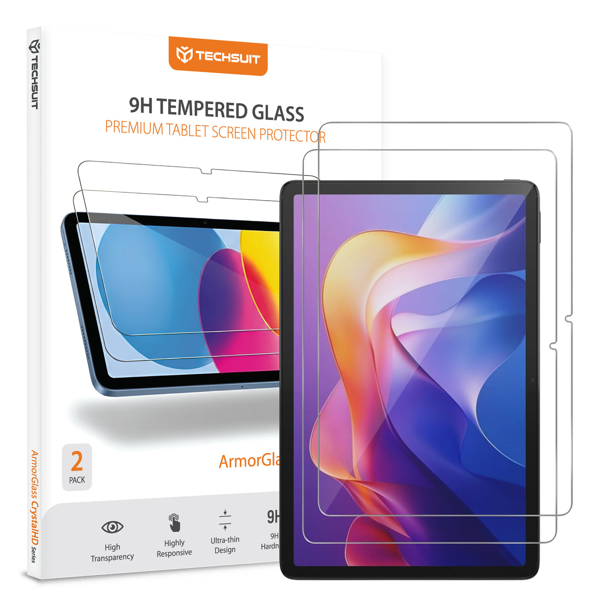 Husa de protectie tableta Techsuit ArmorGlass CrystalHD (set de 2) compatibil cu Xiaomi Redmi Pad 2, Transparent