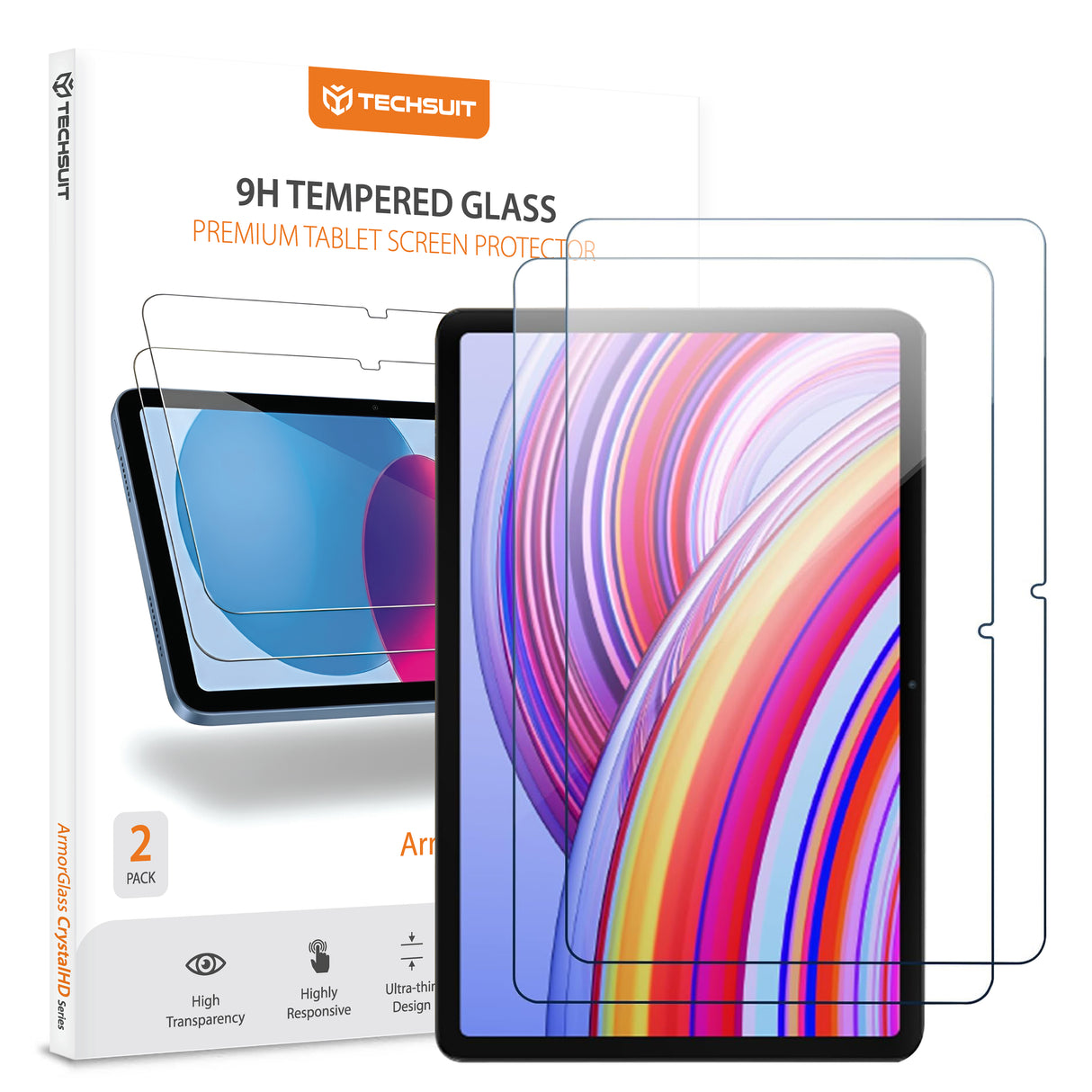 Husa de protectie tableta Techsuit ArmorGlass CrystalHD (set de 2) compatibil cu Xiaomi Redmi Pad Pro / Pad Pro 5G / Poco Pad, Transparent