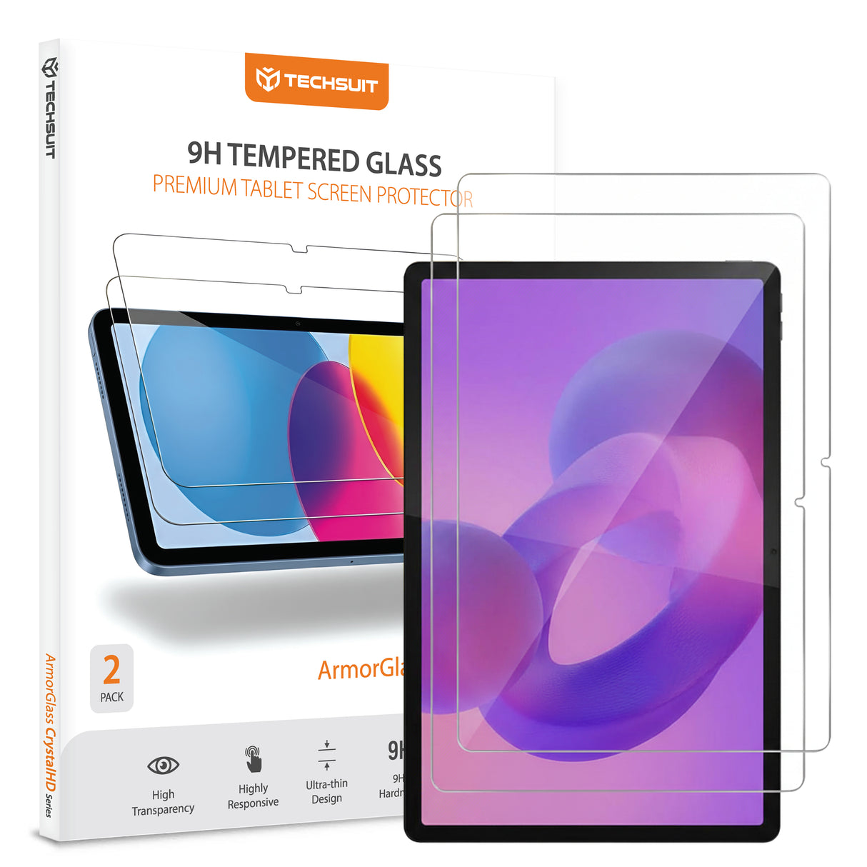 Husa de protectie tableta Techsuit ArmorGlass CrystalHD (set de 2) compatibil cu Lenovo Idea Tab Pro 12.7 (2025), Transparent