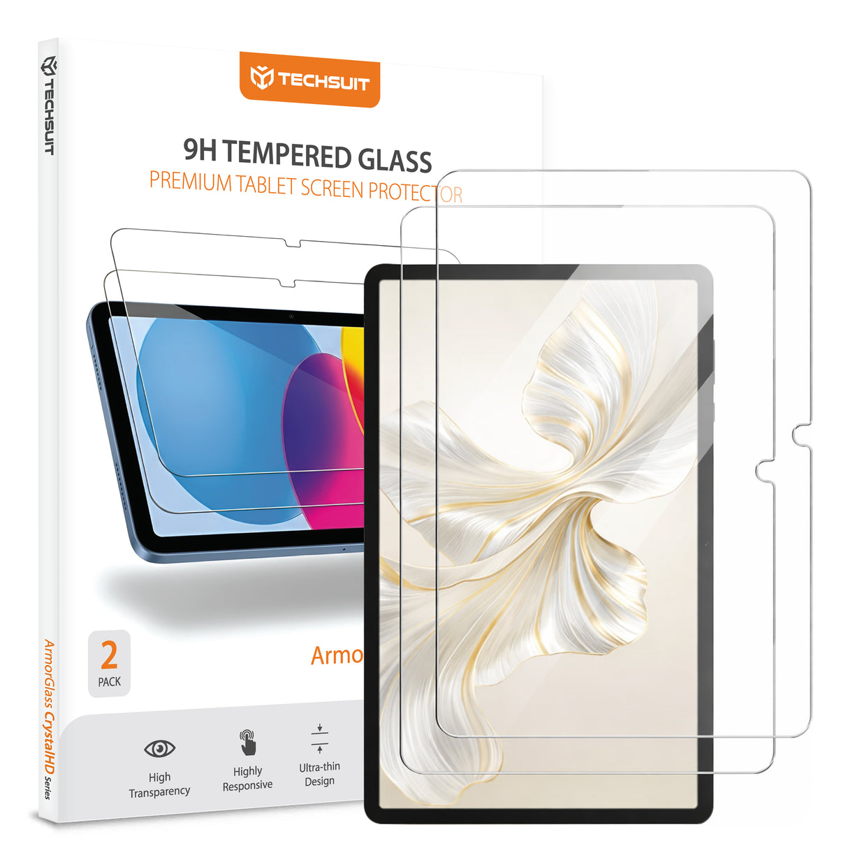 Husa de protectie tableta Techsuit ArmorGlass CrystalHD (set de 2) compatibil cu Honor Pad 9 / Pad 10, Transparent