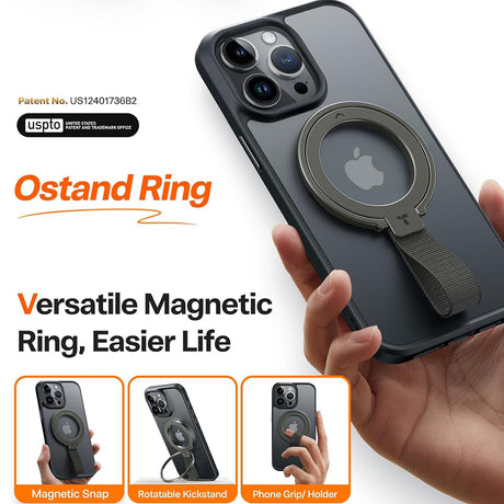 Torras Suport Torras Ostand Magnetic Ring, 360° Rotatable Stand, Phone Holder/Grip, Easy Attach, Negru – imagine 2