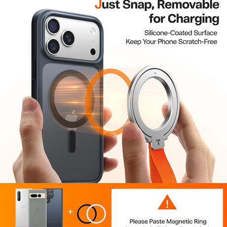 Torras Suport Torras Ostand Magnetic Ring, 360° Rotatable Stand, Phone Holder/Grip, Easy Attach, Argintiu – imagine 5