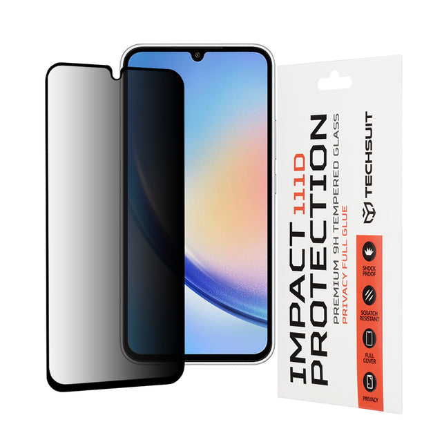 Folie de protectie Techsuit 111D Privacy Full Glue compatibil cu Samsung Galaxy A34 5G, Negru