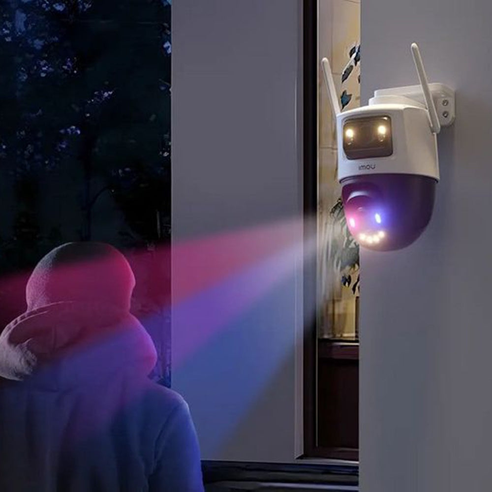 Imou Outdoor Camera Cruiser Dual 2 PRO (IPC-S7XFP-8U0WED), 4+4MP, AI IMOU SENSE, Wi-Fi 6, Dual IR, PT, Alarm, IP65, Alb