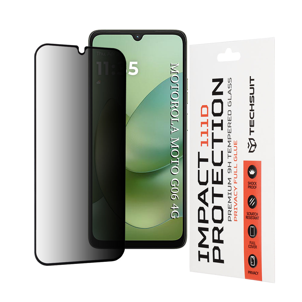 Folie de protectie Techsuit 111D Privacy Full Glue compatibil cu Motorola Moto G06 / Moto G06 Power, Negru