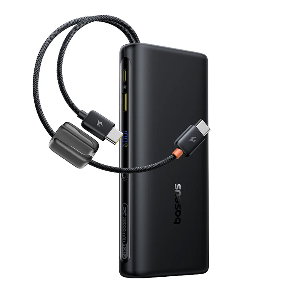 Baterie externa Baseus EnerFill FC41 (E0028N03), Dual USB-C Cables, Fast Charge, Digital Display, 100W, 20000mAh, Negru Cosmic