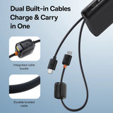 Baterie externa Baseus EnerFill FC41 (E0028N03), Dual USB-C Cables, Fast Charge, Digital Display, 100W, 20000mAh, Negru Cosmic