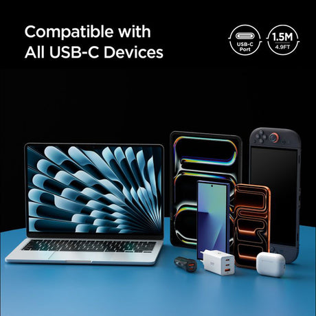 Cablu Spigen Essential EB10015CC (ACA10421), Fast Charging, Type-C, 100W, 5Gbps, E-Marker Chip, 1.5m, Negru