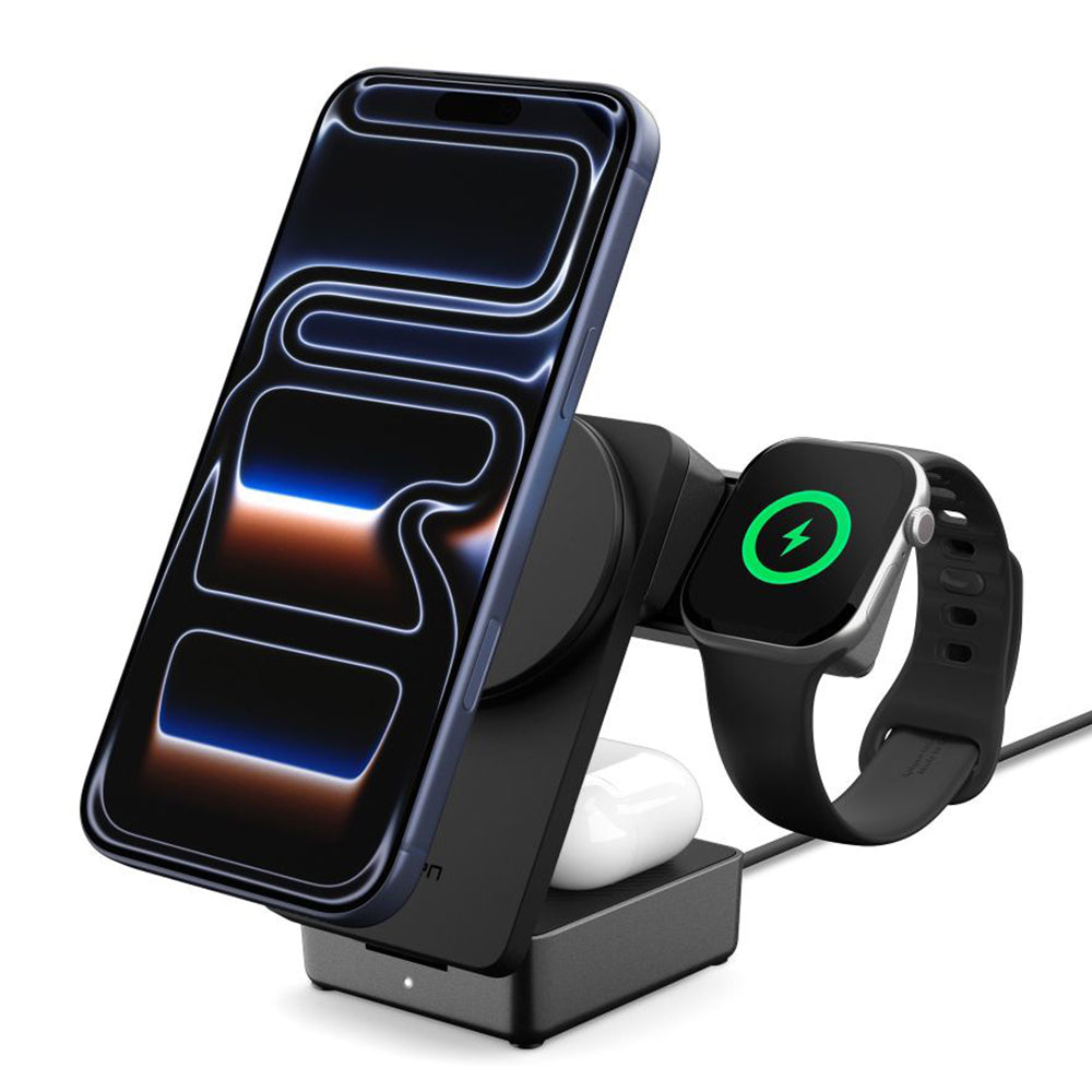 Spigen Incarcator Spigen Wireless Charging Station Essential EF323MQ (ACH10398), MagSafe, Fast Charge, Qi2.2, 3in1, Fold