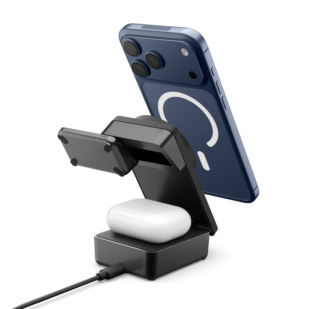 Spigen Incarcator Spigen Wireless Charging Station Essential EF323MQ (ACH10398), MagSafe, Fast Charge, Qi2.2, 3in1, Fold