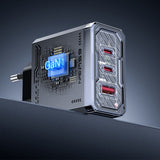 Incarcator Yesido (YC101), USB / 2x Type-C, 65W, GaN, Negru