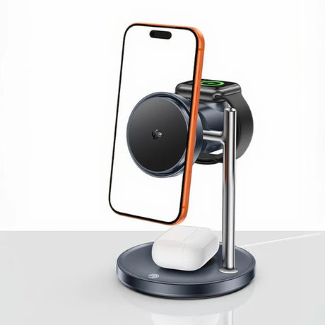 Incarcator Yesido Wireless Charging Station 3in1 (DS40), for Phone, Earphone, Watch with Touch Switch, Fan, Qi2.2, 25W, Type-C Cable, Negru