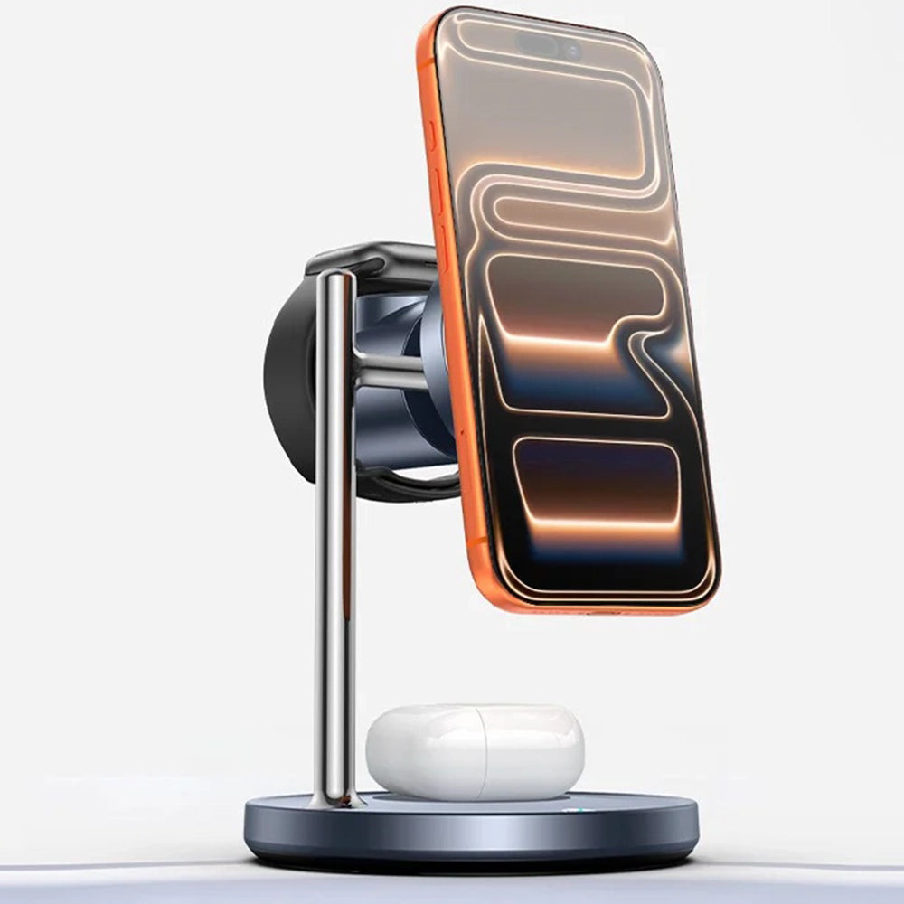 Incarcator Yesido Wireless Charging Station 3in1 (DS40), for Phone, Earphone, Watch with Touch Switch, Fan, Qi2.2, 25W, Type-C Cable, Negru
