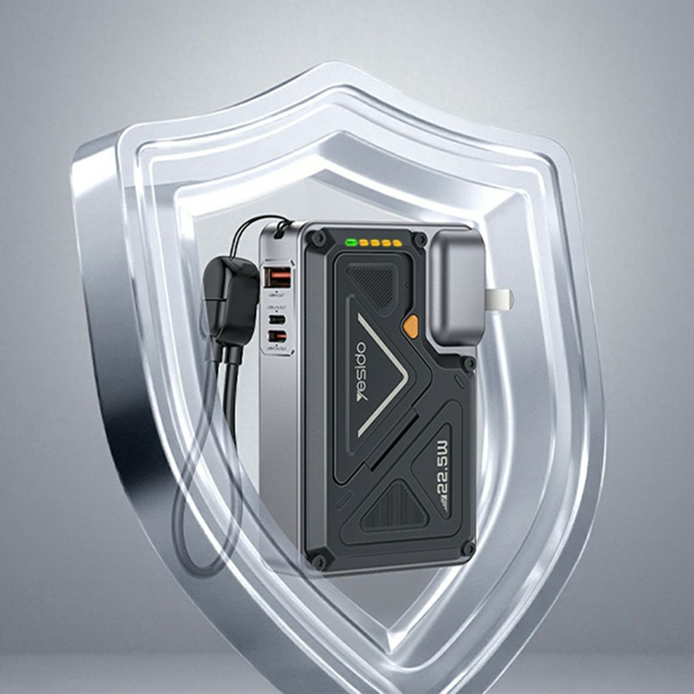 Baterie externa Yesido (YP89), 10000mAh, USB / Lightning / Type-C, 22.5W, Gri