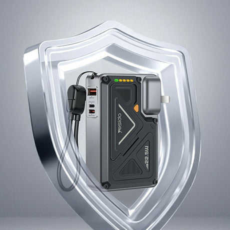Baterie externa Yesido (YP89), 10000mAh, USB / Lightning / Type-C, 22.5W, Gri