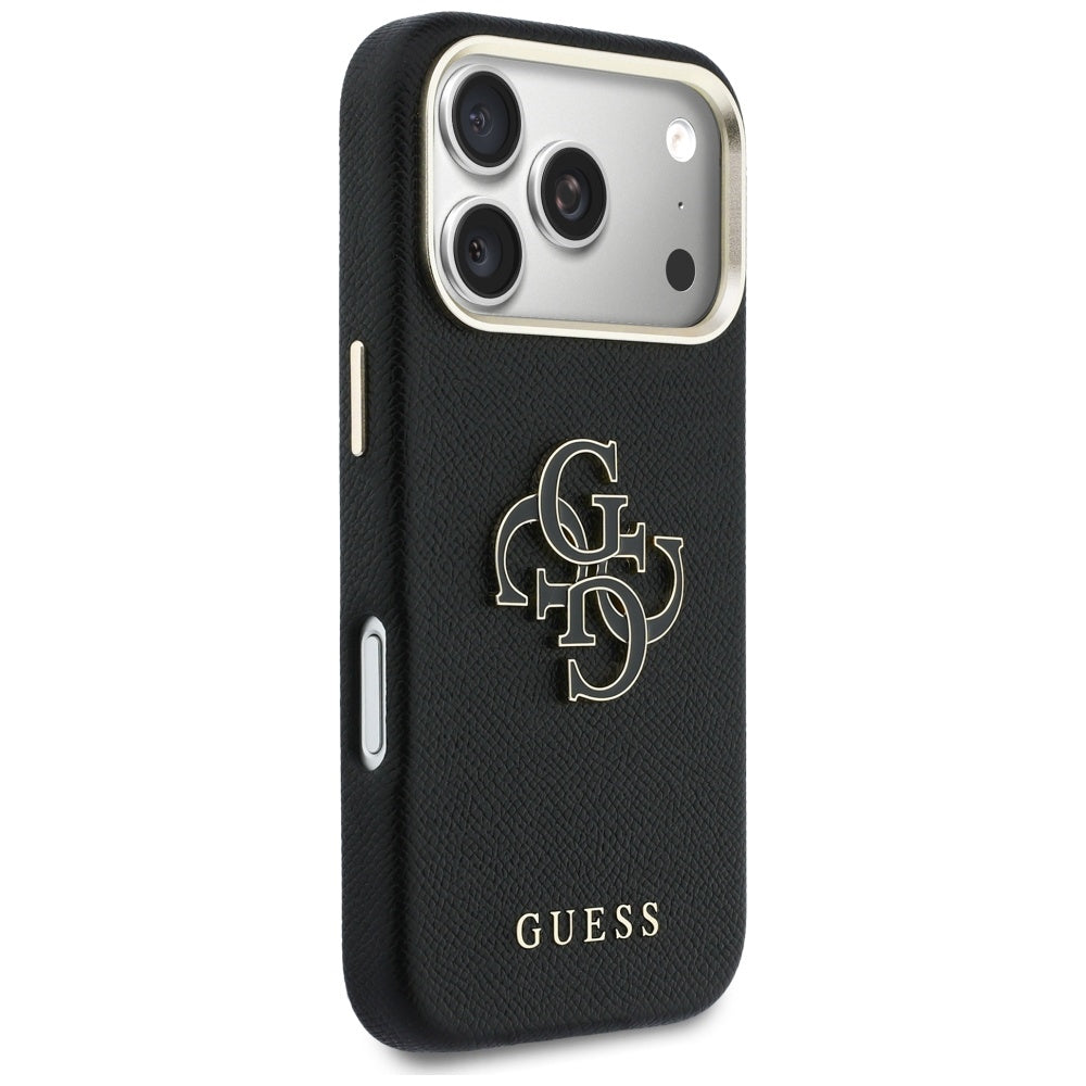 Husa de protectie Guess Hardcase Resin Logo (GUHCP17L5PS4RGGK) compatibil cu iPhone 17 Pro, Negru