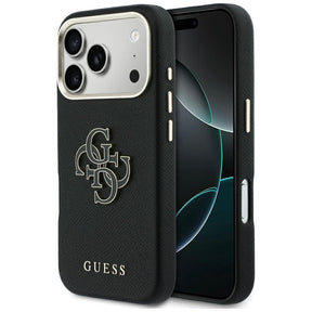 Husa de protectie Guess Hardcase Resin Logo (GUHCP17X5PS4RGGK) compatibil cu iPhone 17 Pro Max, Negru