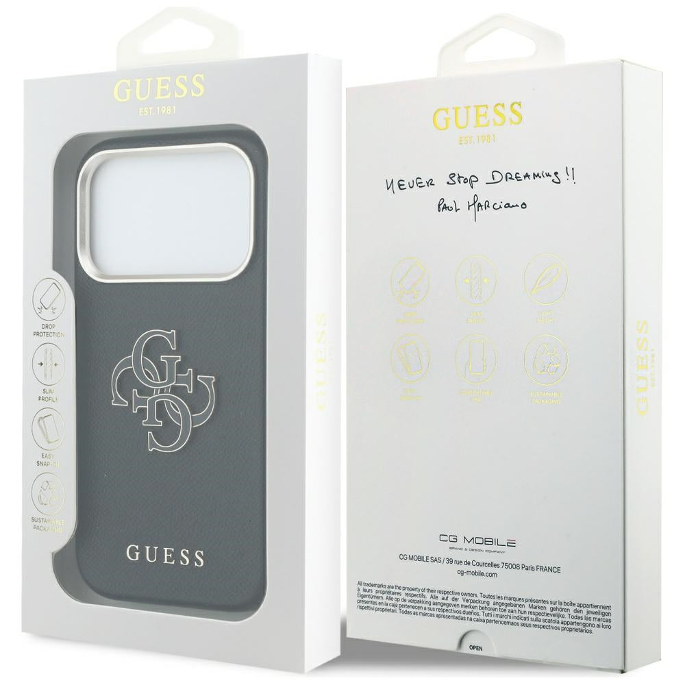 Husa de protectie Guess Hardcase Resin Logo (GUHCP17X5PS4RGGK) compatibil cu iPhone 17 Pro Max, Negru