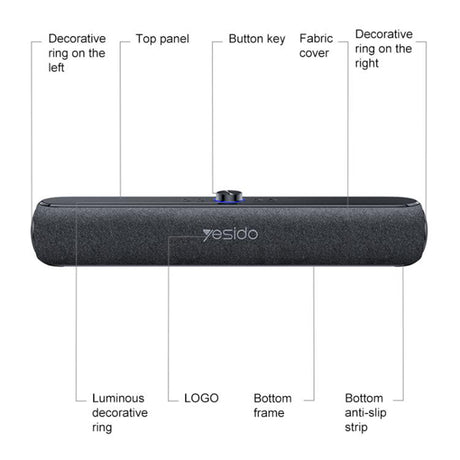 Casti Yesido Wireless Speaker (YSW42), Bluetooth 5.3, Type-C, TF, 2000mAh, 20W, Negru