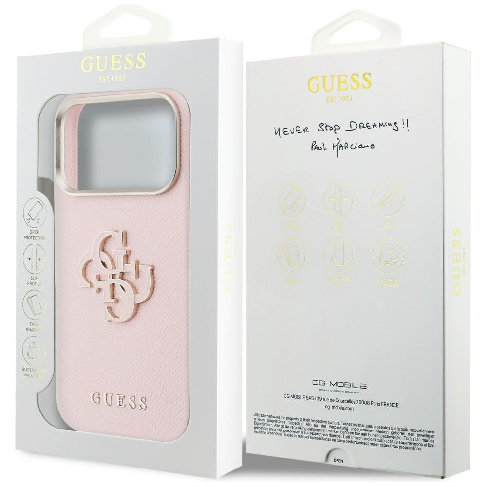 Husa de protectie Guess Hardcase Resin Logo compatibil cu iPhone 17 Pro, Roz