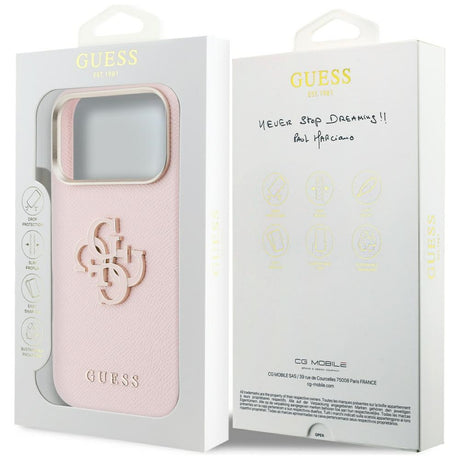 Husa de protectie Guess Hardcase Resin Logo compatibil cu iPhone 17 Pro, Roz