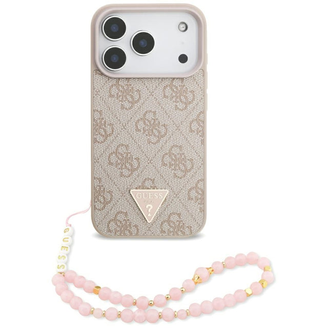 Husa de protectie Guess Hardcase 4G with Strap Triangle Logo MagSafe (GUHMP17LP4TSDPPSP) compatibil cu iPhone 17 Pro, Roz