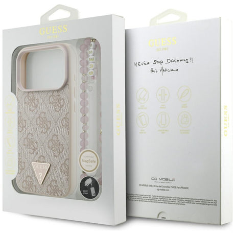Husa de protectie Guess Hardcase 4G with Strap Triangle Logo MagSafe (GUHMP17LP4TSDPPSP) compatibil cu iPhone 17 Pro, Roz