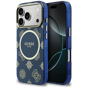 Husa de protectie Guess IML Peony Dot MagSafe (GUHMP17L5HPOEDB) compatibil cu iPhone 17 Pro, Albastru